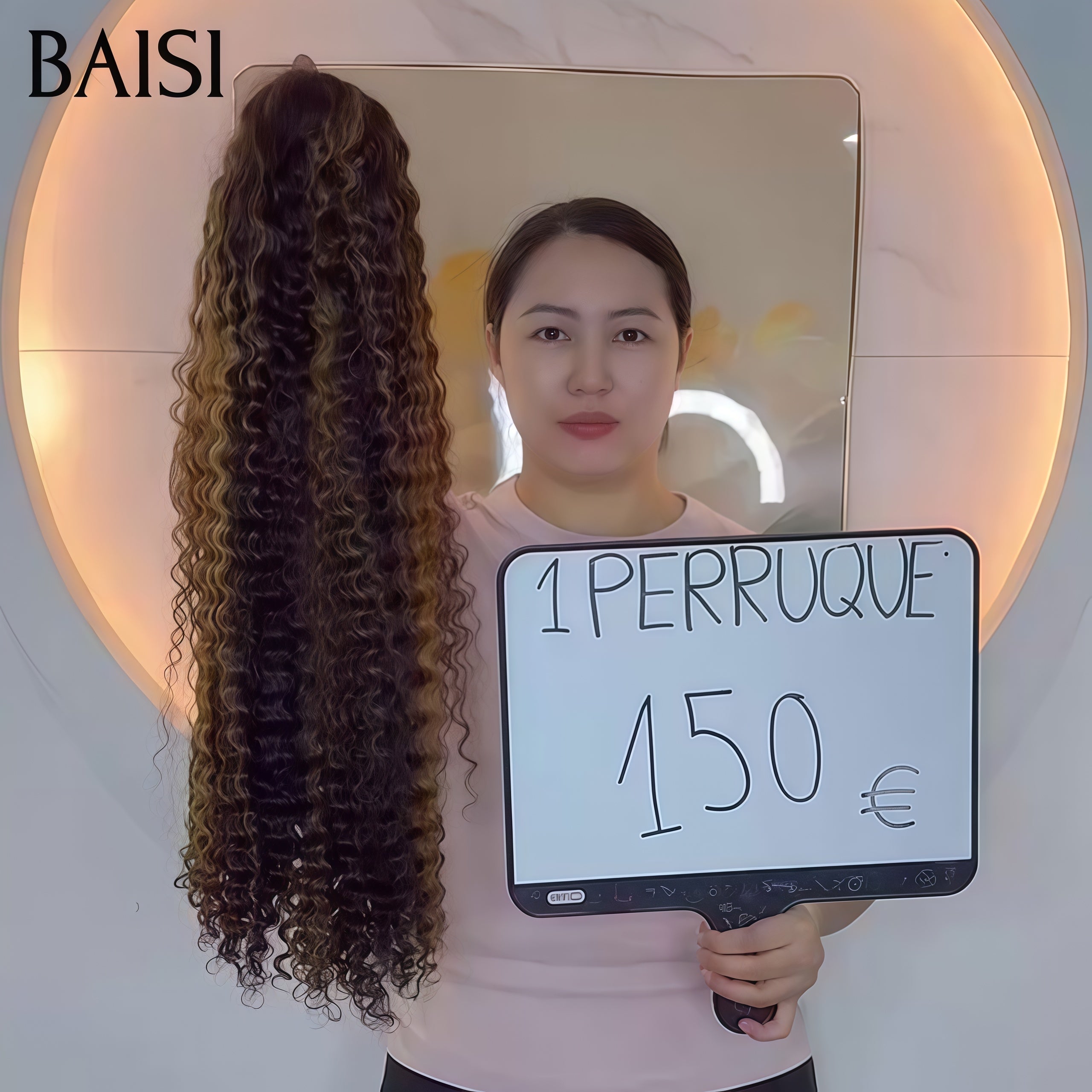 BAISI Perruque pour revendre 13x4 lace frontal deep wave en couleur marron mixte miel 22 Pouces 150€ en 100% Cheveux Humains
