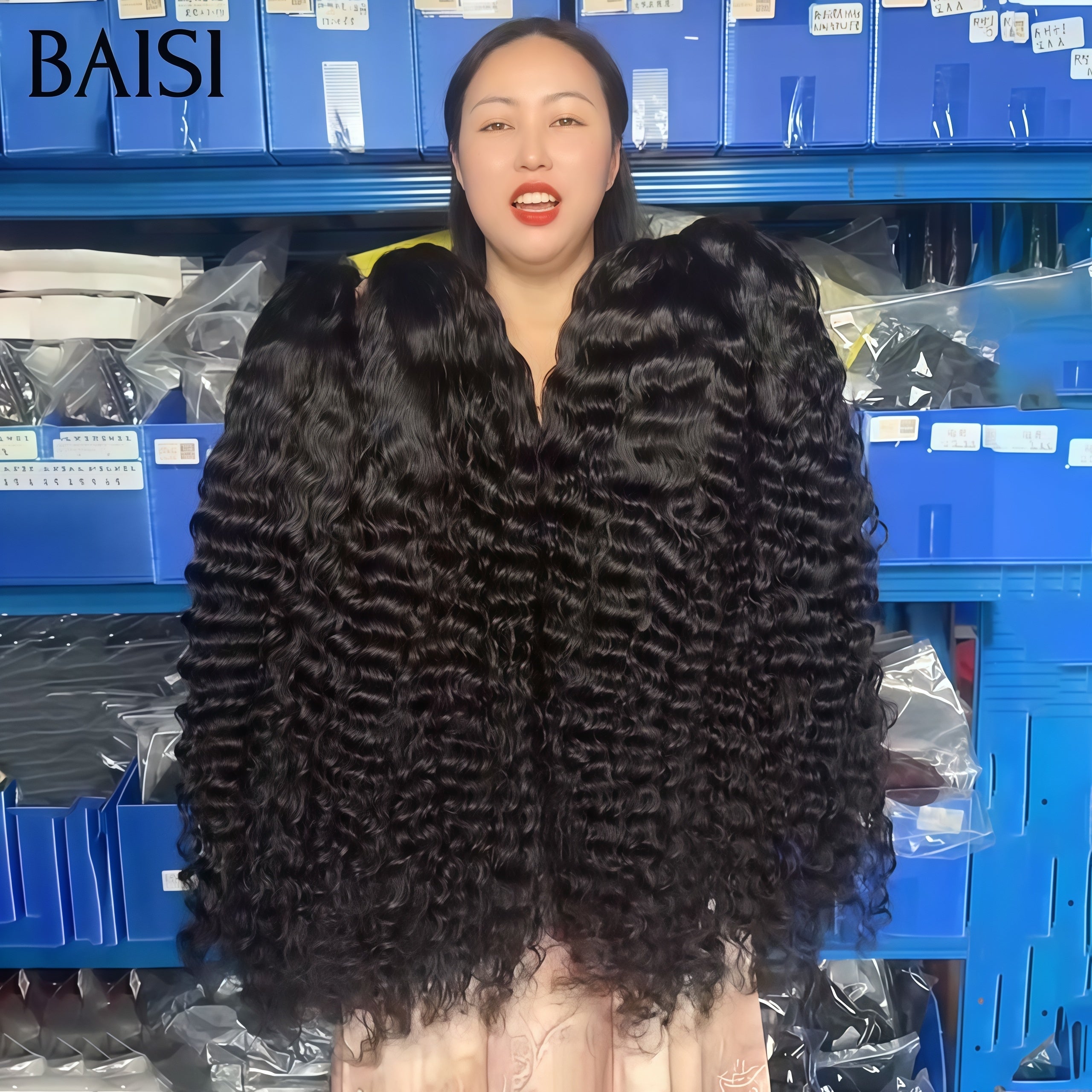 BAISI Perruque pour revendre 13x4 lace frontal deep wave 22 Pouces 129€ noir en 100% Cheveux Humains