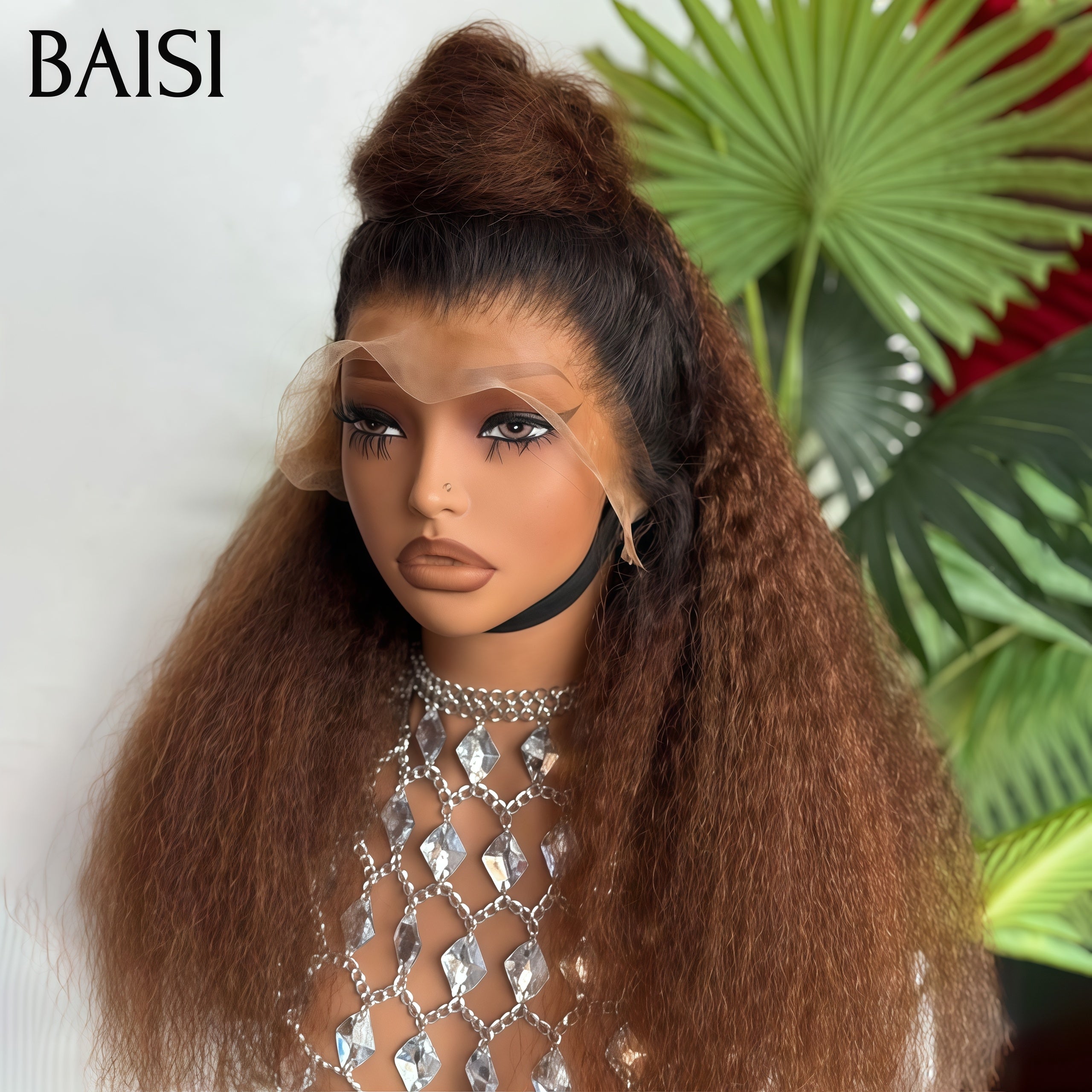 BAISI PROMO BLACK FRIDAY Offre spéciale 13X4 lace frontal Perruques kinky straight  1BT4# Marron en 100% vrais cheveux humains