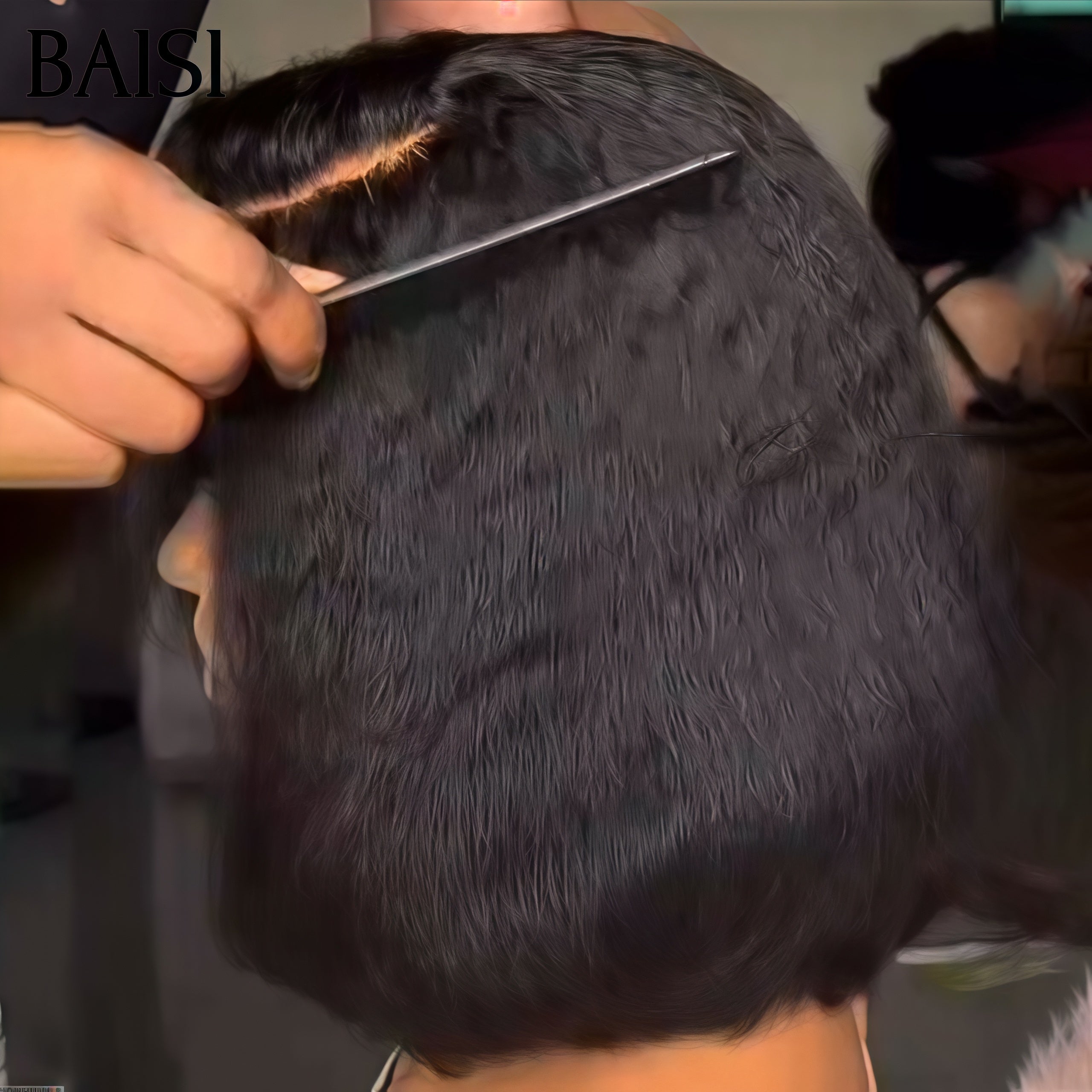 BAISI perruque 13x4 lace frontal kinky straight 10 pouces 79€ pour revendre NOIR en 100% vrais cheveux humains