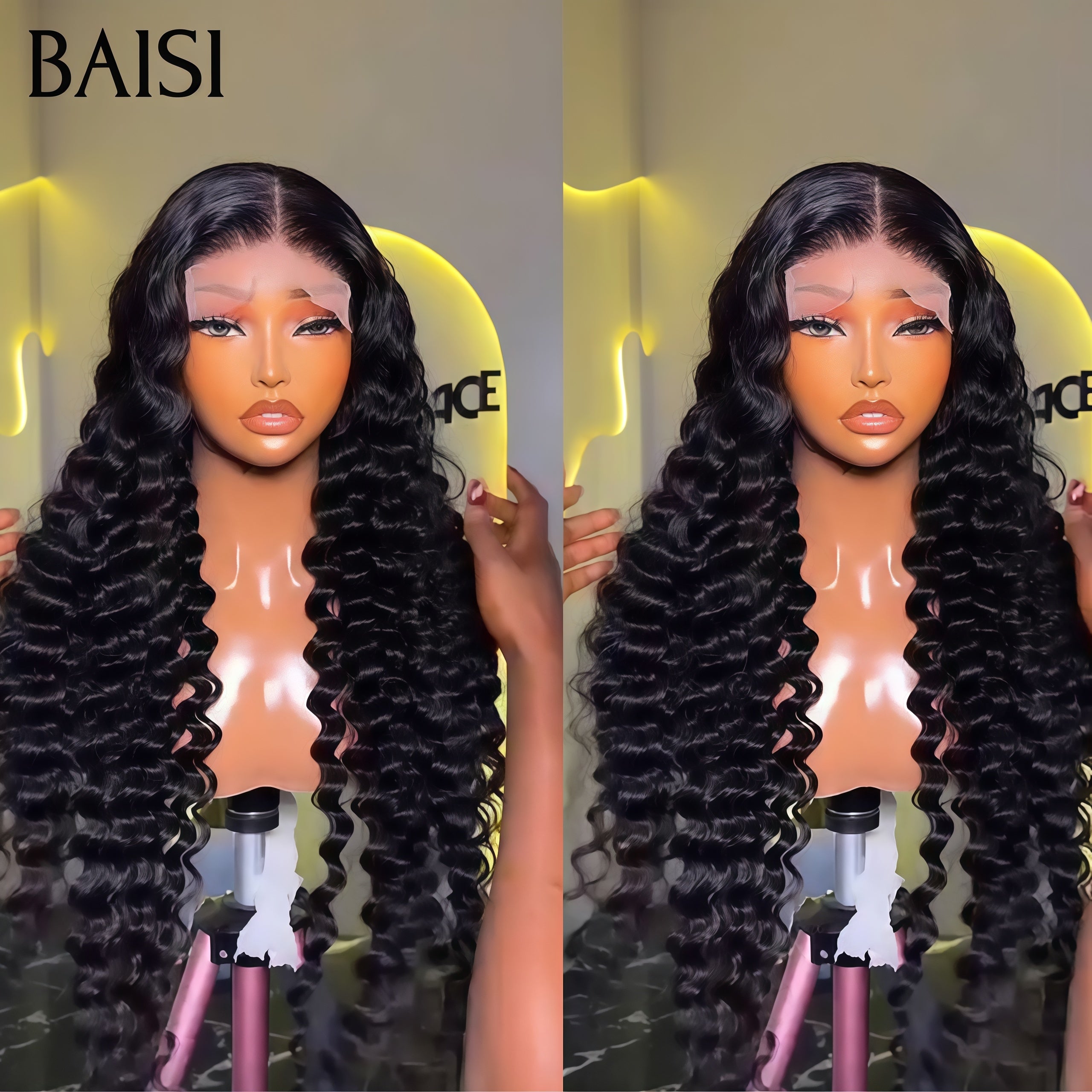 BAISI Offre spéciale 4X4 lace Closure Perruques Bax Prix 119€ Naturelle wave 24 Pouces  NOIR pour revendre en 100% vrais cheveux humains