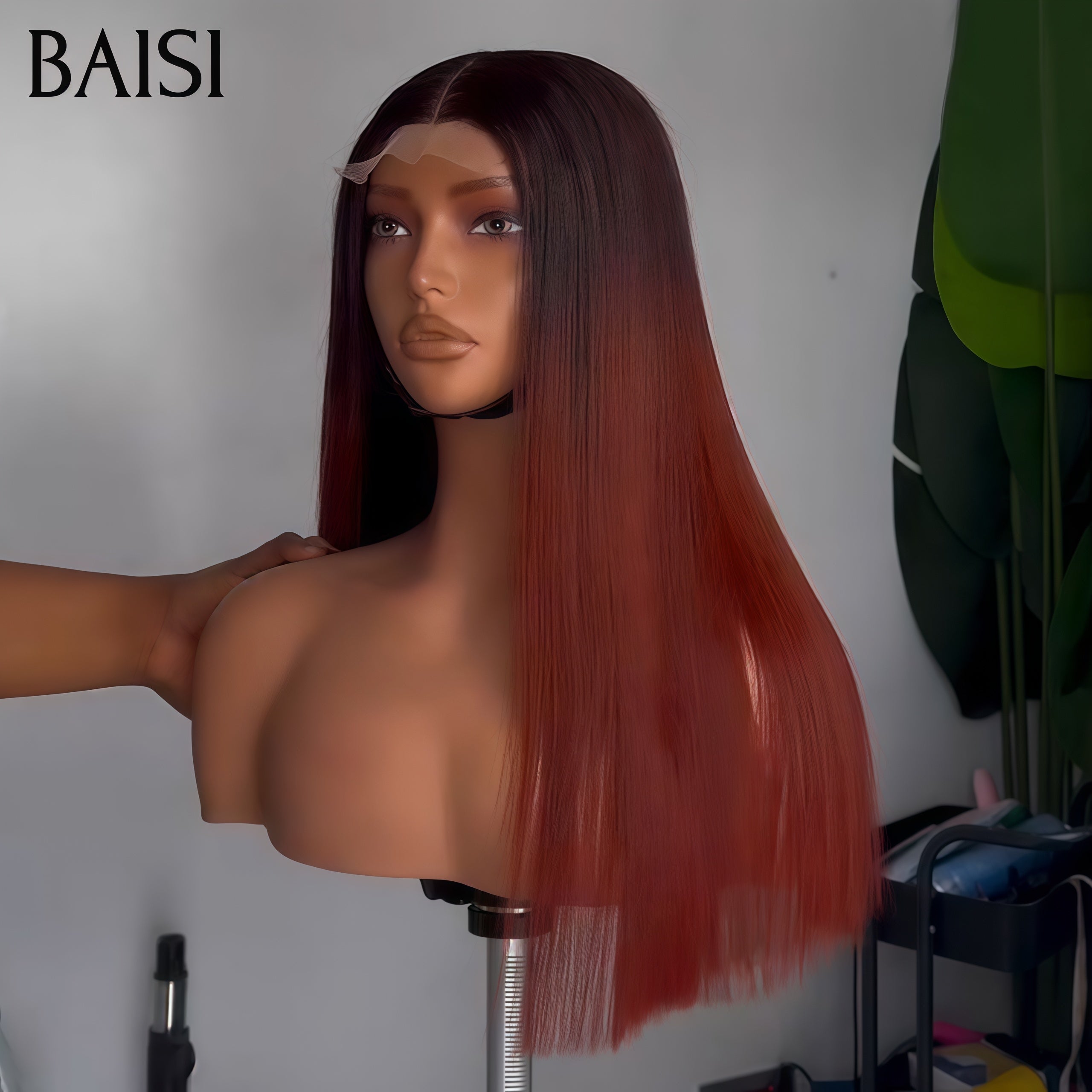 BAISI 13X4 lace Perruque lisse En Couleur personnalisées Belle Couleur Élégant et à la mode 100% CHEVEUX HUMAINS