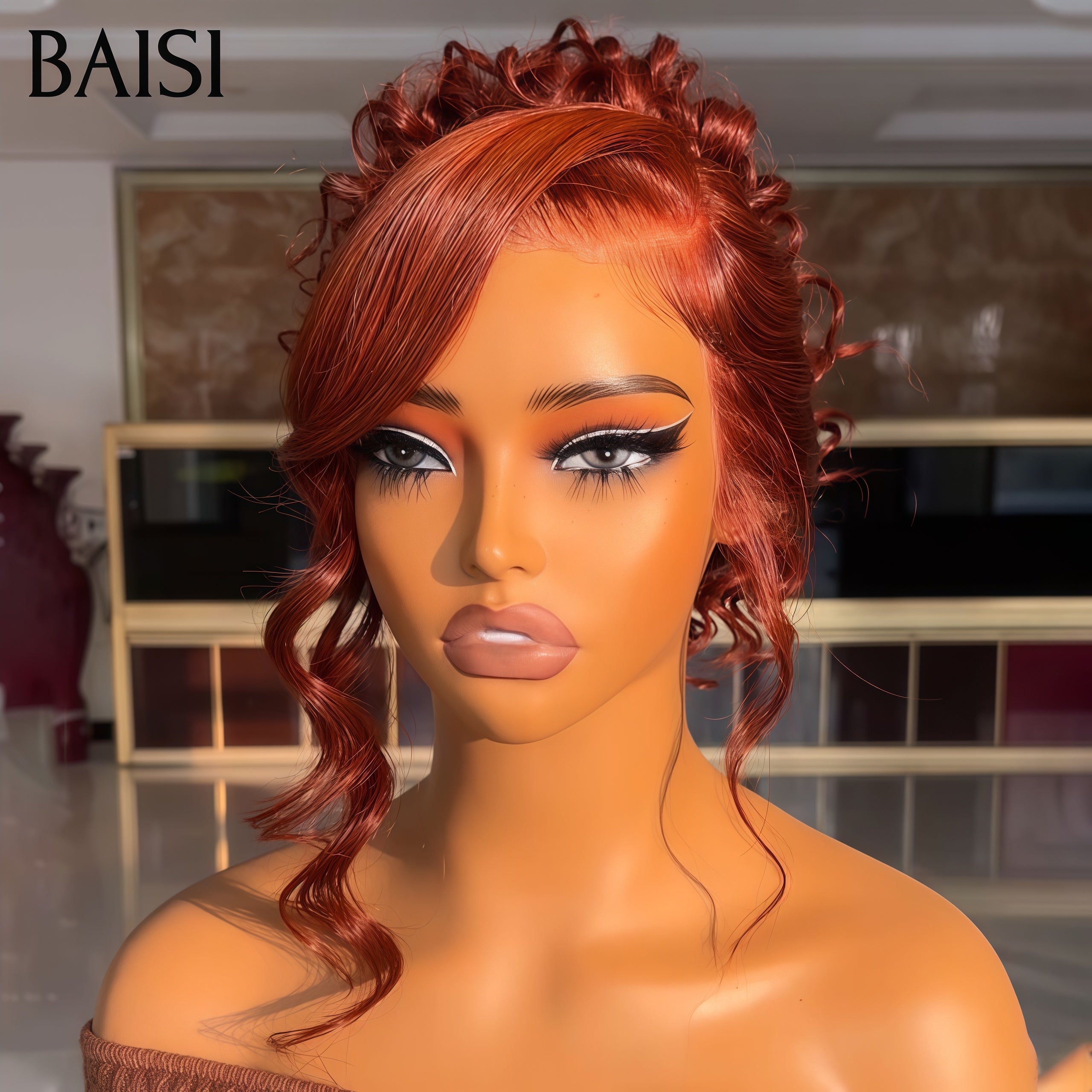 BAISI Coiffure de luxe Beryl Perruques Mariage orange Prête à porter chignon et personalisation comme sur la vidéo 100% identique avec lace frontale événement spécial
