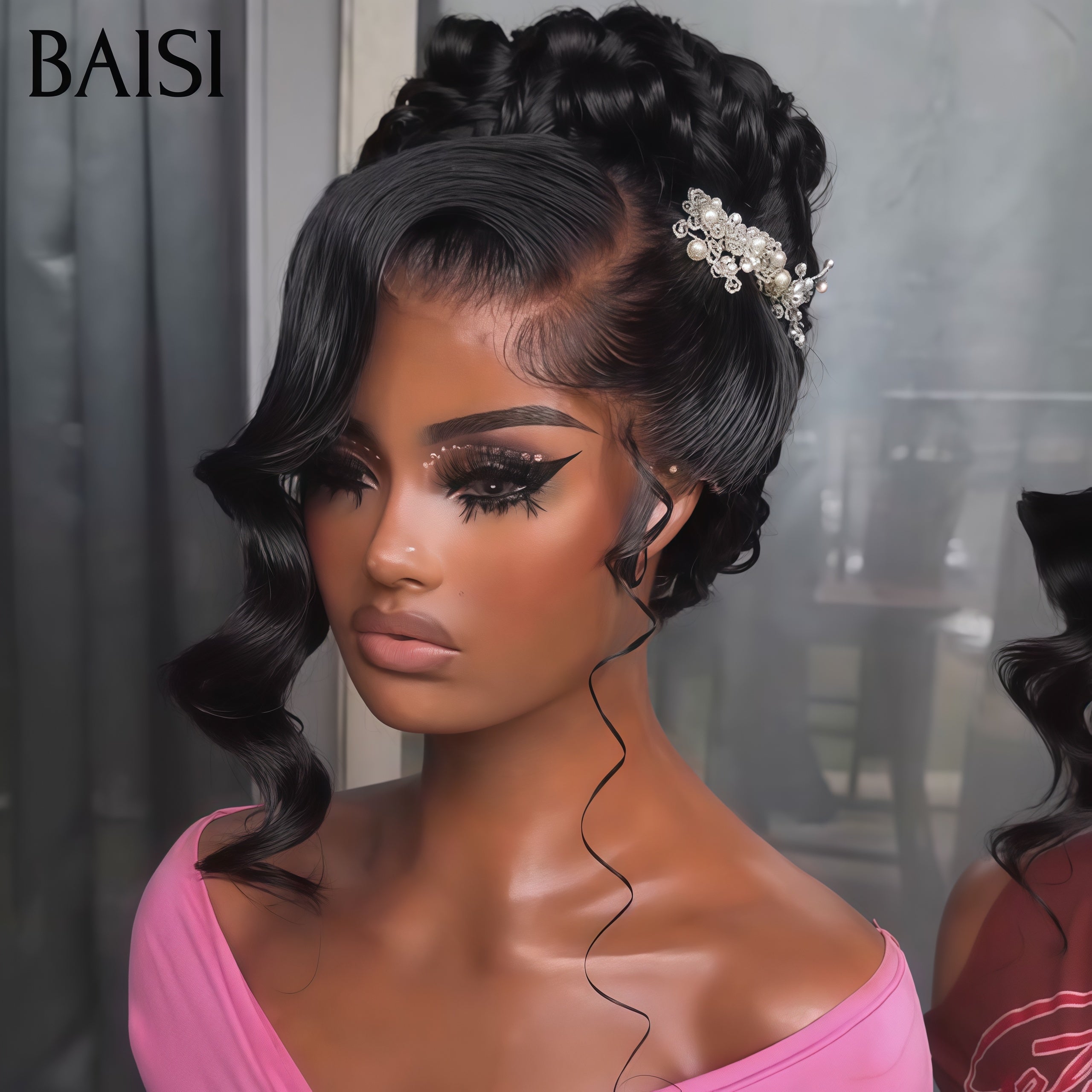 BAISI Coiffure de luxe Elizabeth Perruques Mariage Prête à porter chignon et personalisation comme sur la vidéo 100% identique avec lace frontale événement spécial