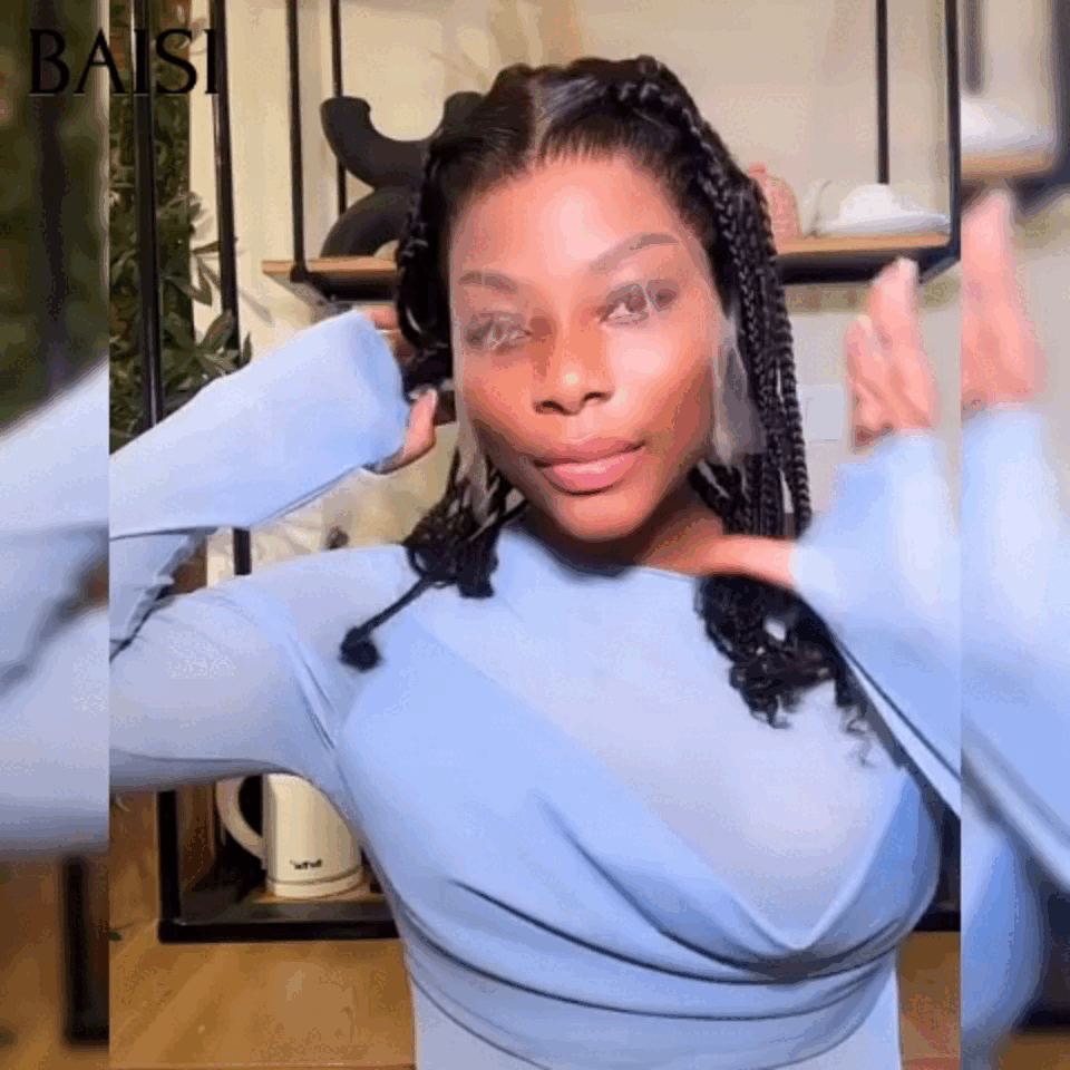 BAISI Nouvelle Arrivée Promo 98€ avec lace frontal Nattes Longue 18 Pouces NOIR 100% cheveux humains
