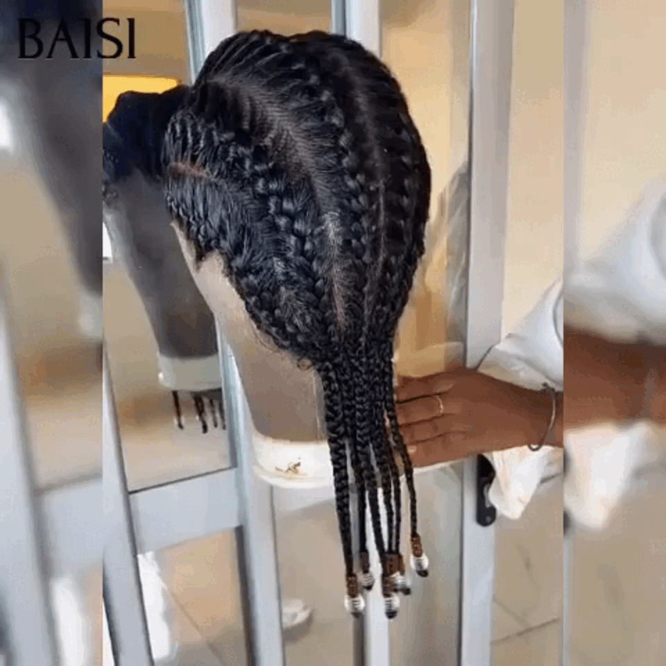 BAISI Perruques Full Lace avec coiffure tressée natte Promo 149€ Bob NOIR Élégant et facile à porter 100% comme indiqué sur la photo En cheveux humains