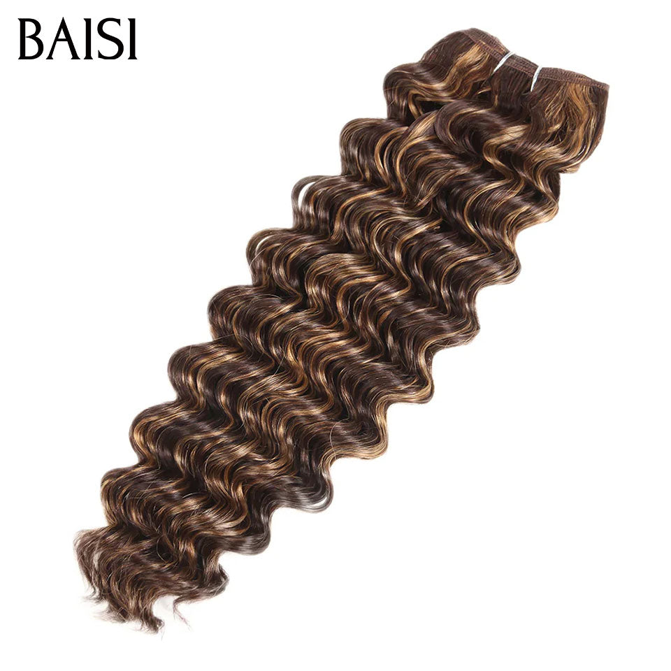 BAISI 12A Tissage Mèche 3 boules Marron Mixte Miel 4/27# En 100% Cheveux Humains deep Wave