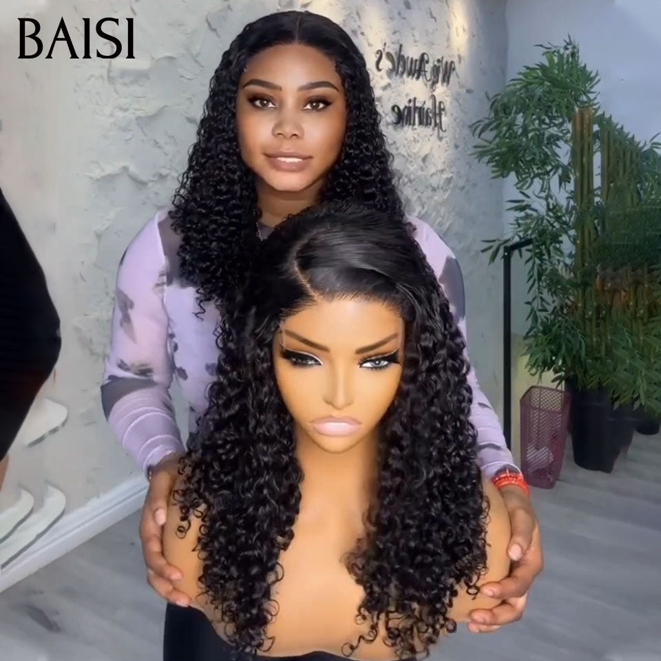 BAISI Flash Offer 13x4 Lace frontal Perruque 10 pouce NOIR water wave 60€ en 100% Cheveux Humains