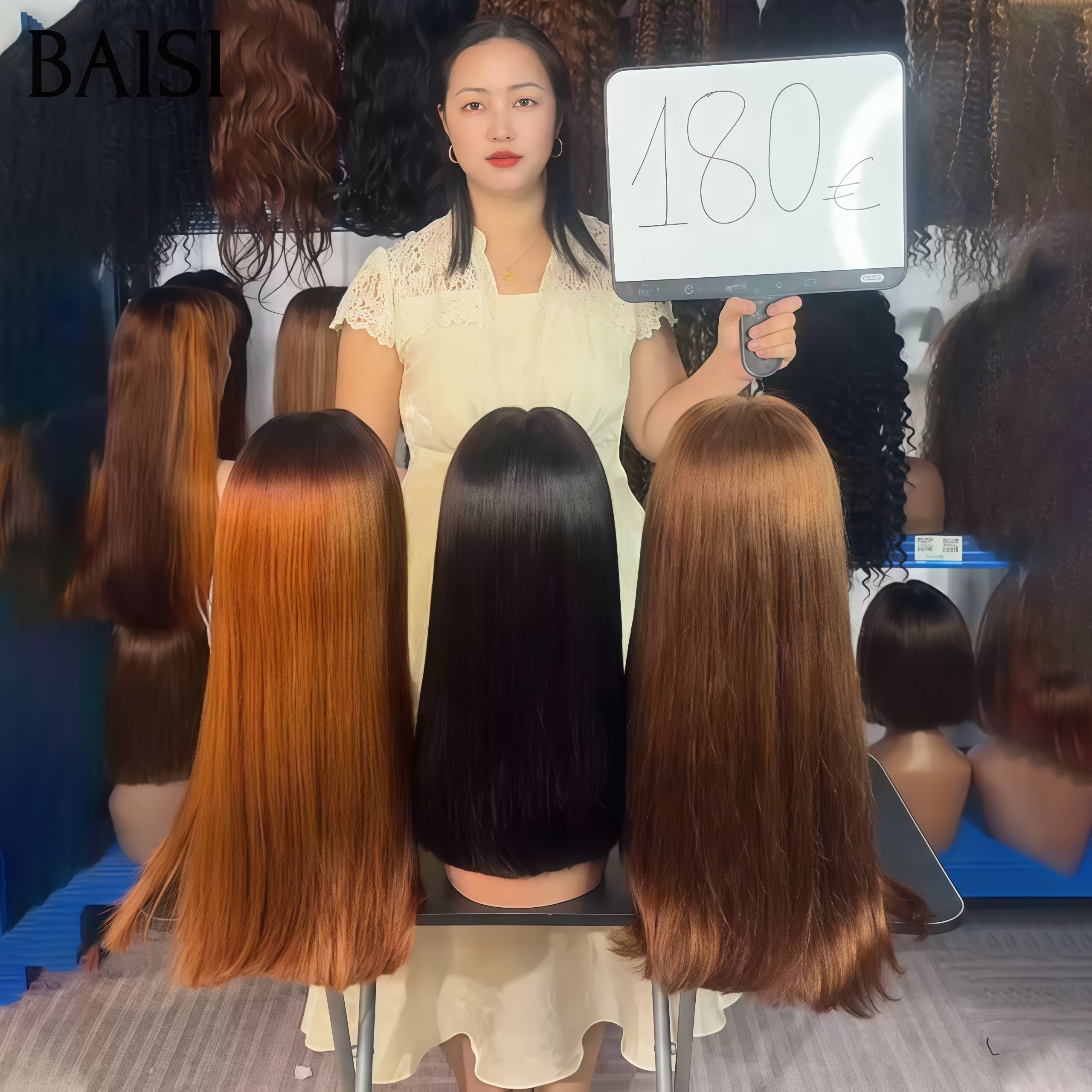 BAISI 3 Perruques 180€ promotion 13x4 Lace frontal Bob Lisse 3 couleurs en 100% Cheveux Humains