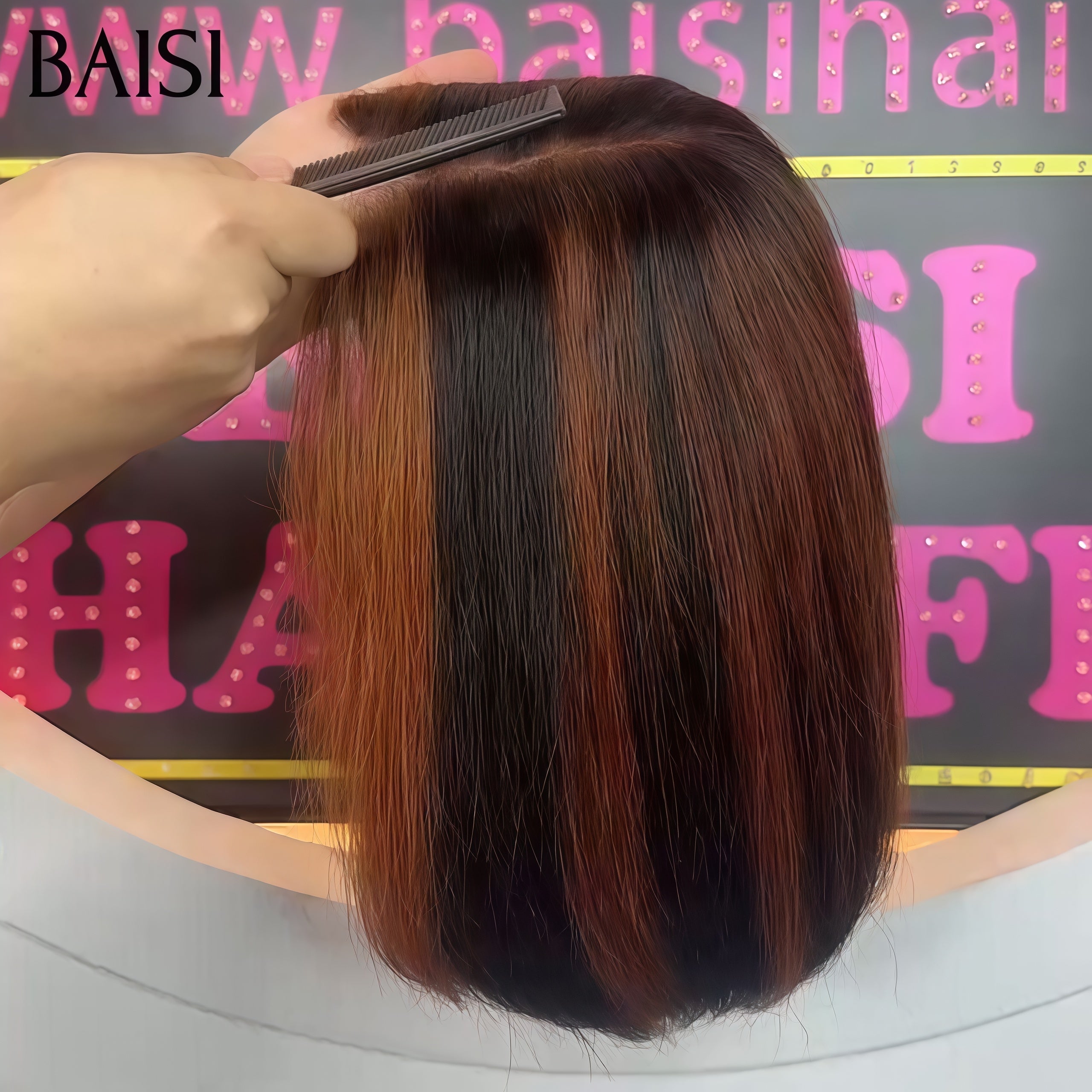 BAISI 2X6 lace closure perruque 100% Vietnam Hair Lisse BOB en couleur NOIR Mixte brun 1B/30# de luxe SDD BONE Straight  Haute Qualité en 100% Cheveux Humains