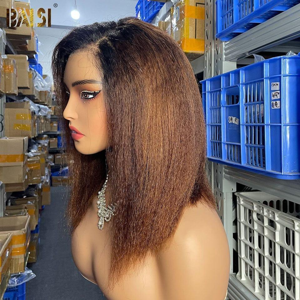 BAISI Kaufen Sie 5 Stück FABRIKPREIS 13x4 Lace Frontal Wig Straight Black Brown 100% Echthaar (kein Code erforderlich)