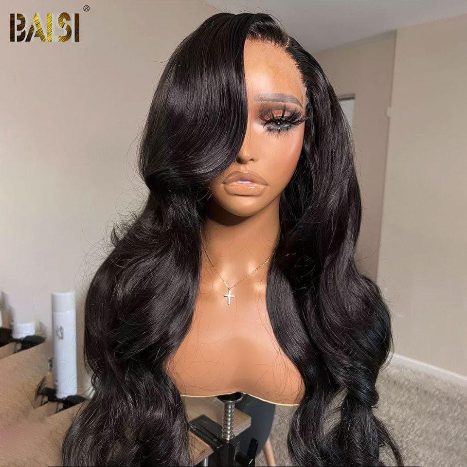 BAISI Achetez 2 perruques minimum au prix d'usine fournisseur 4x4  Perruque Body Wave  Pré-plucked Pas Besoin de Colle en 100% Raw Hair Lace déjà couper(Pas Besoin de Code)