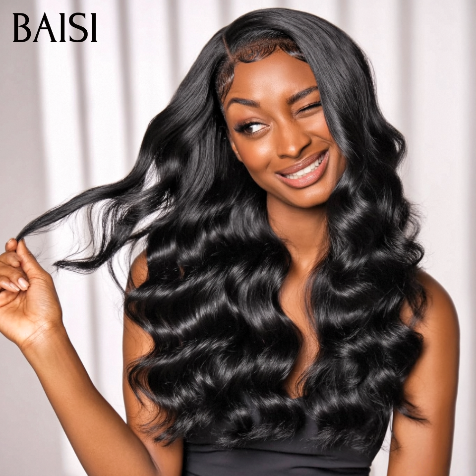 BAISI 13x4 lace frontal Body wave 20 pouce 109€ ou  4x4 Perruque Bob Body Wave en Noir Sans Colle Lace déjà couper Facile à Porter en 100% Cheveux Humains