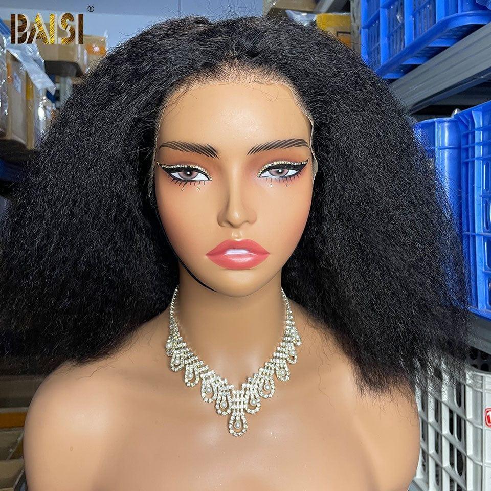BAISI Achetez 2 perruques minimum au prix d'usine fournisseur Perruque Kinky Straight Yaki Sans Colle Lace déjà couper Facile à Porter En 100% Cheveux Humains (Pas Besoin de Code)