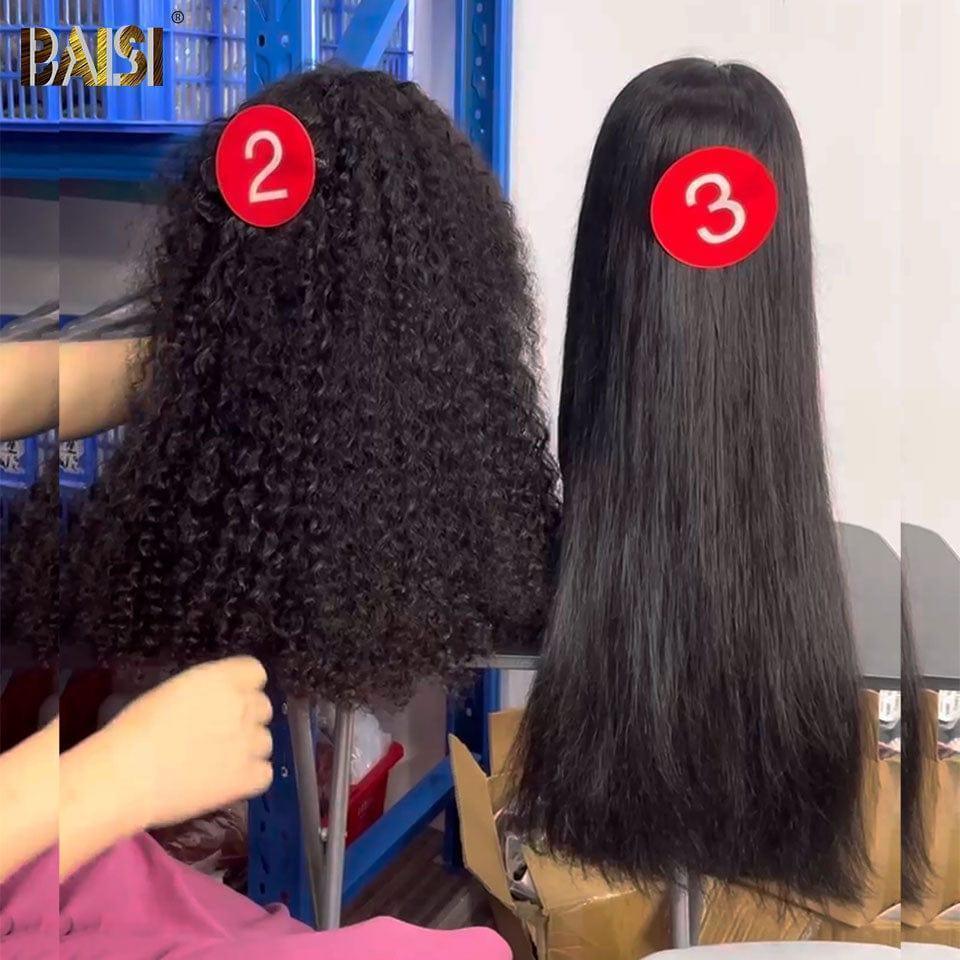BAISI 13X4 Perruques de Luxe Curly 20 pouce ou Lisse 18 pouce  A1 Fabriquées par les cheveux double drawn mèches vièges Vietnam Hair 250% densité plus de 20 ans d' utilisations VIP100