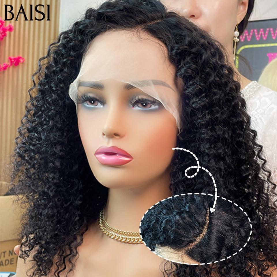 BAISI 13X4 lace Frontale Curly Volume de 300% comme la vidéo ou GraceT PART LACE PERRUQUE BOUCLÉE CURLY EN Noir 100% CHEVEUX HUMAINS FR38