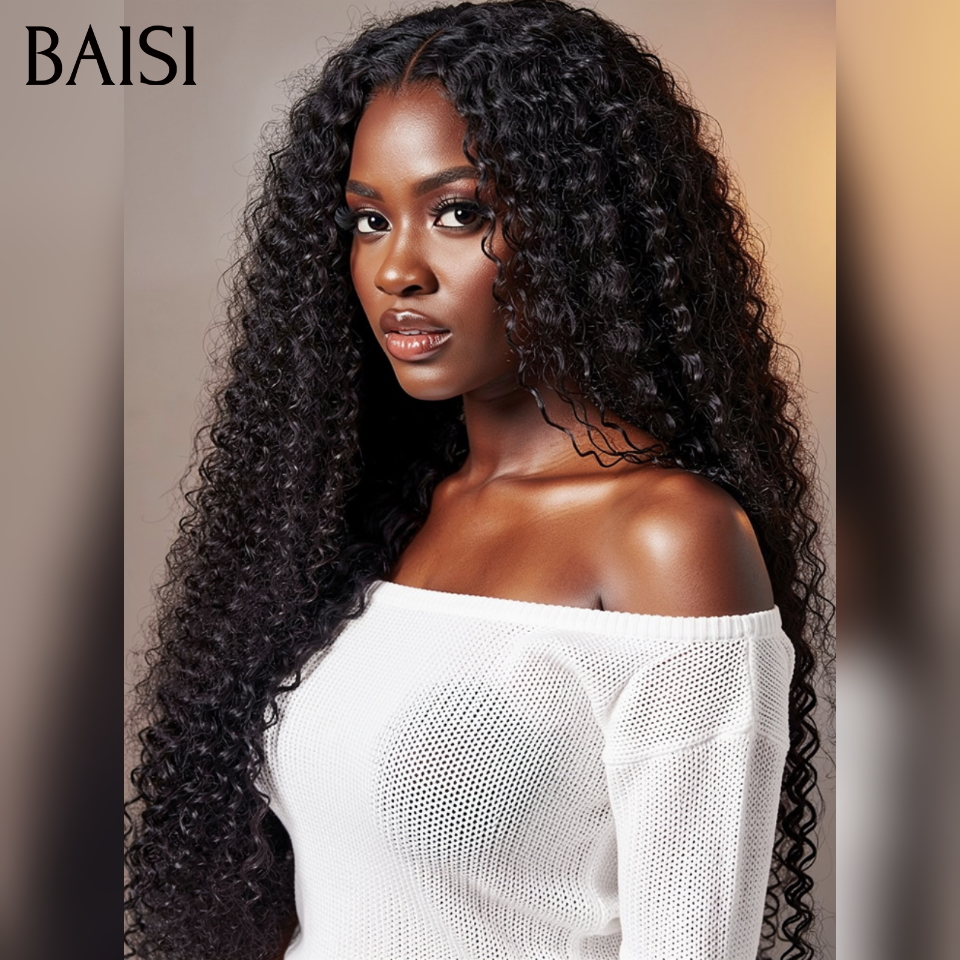 BAISI Perruque Naturelle En Lace Frontal Water Wave En 100% Cheveux Humains De Bonne Qualité