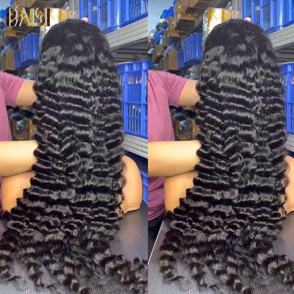 BAISI Achetez 2 perruques minimum au prix d'usine fournisseur 13x4 Lace Frontal Perruque Deep Wave En 100% Cheveux Humains  (Pas Besoins De Code)