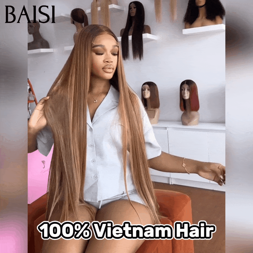 BAISI Lot de 2 perruques en 100% vrais cheveux humains 210€ ou 2X6 lace lisse en couleur 4#27# de luxe