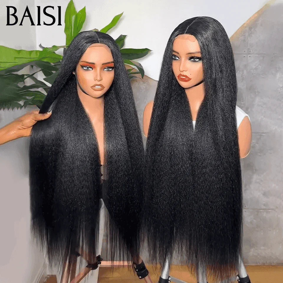 BAISI  4X4 closure perruque Kinky straight en 100% cheveux humains