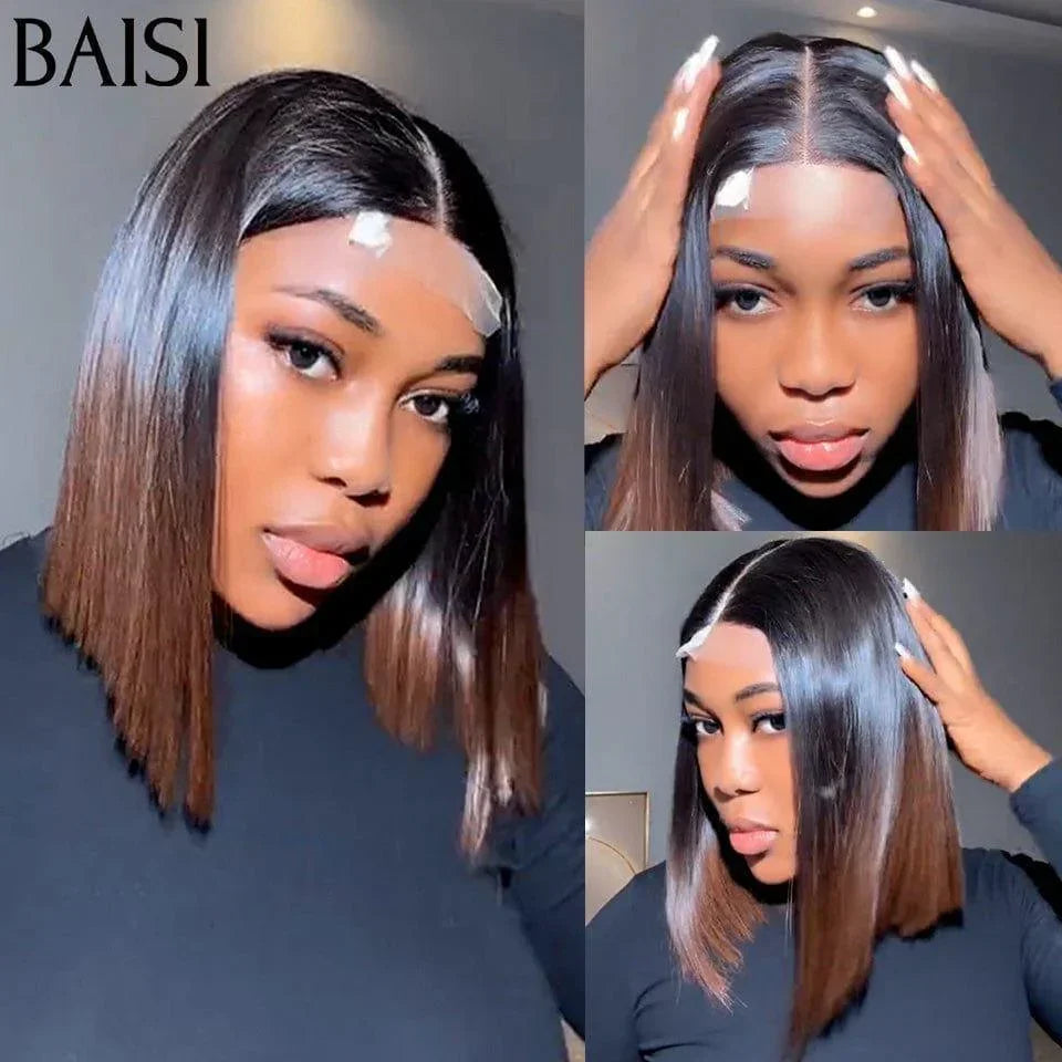 BAISI 2X6 Straight Bob Wig In Brown #1B4 luxury 250% density in 100% Human Hair vietnam hair