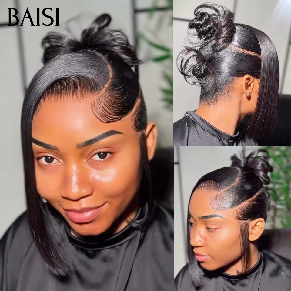 Perruque 13x4 lace Perruque Bob Lisse Pré-Coiffée 99€ Seulement Coiffure Osée Rajeunissante en 100% Cheveux Humains