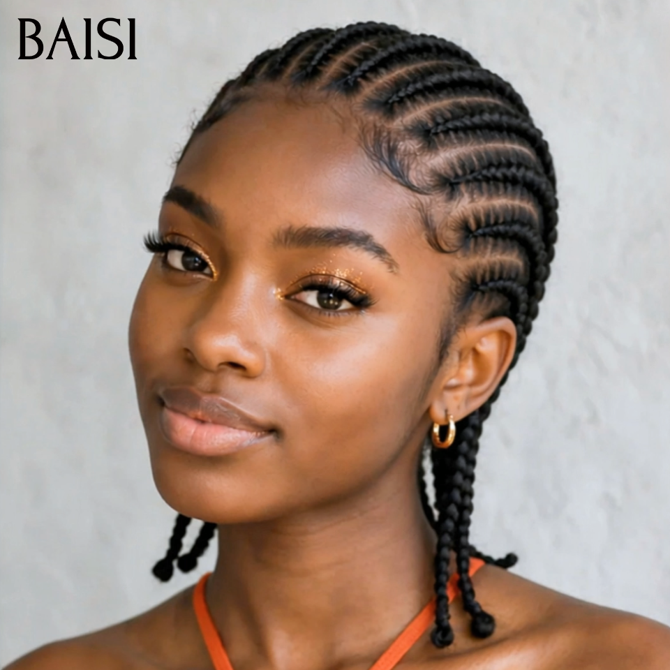BAISI Full Lace Perruque En Natte Pleine Couleur noir 139€ Seulement Modèle Respirante Contre la Chaleur Idéale pour l'Eté  en 100% Cheveux Humains