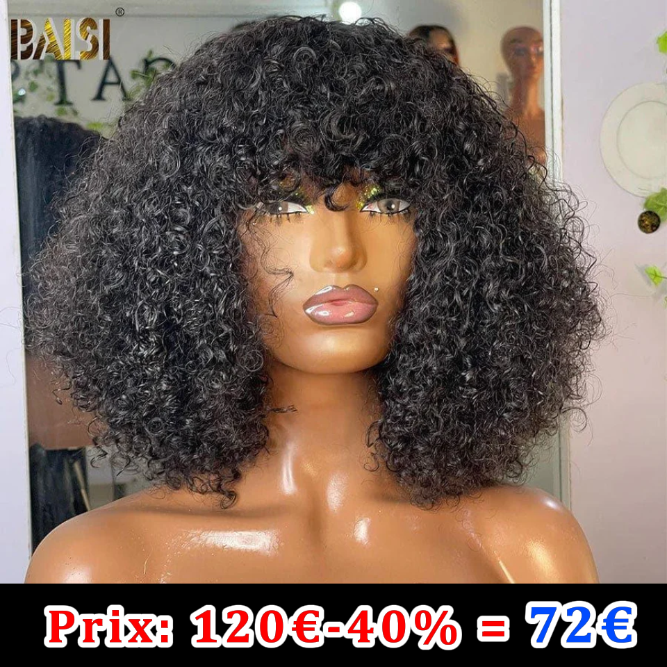 BAISI perruque Bob Lisse avec Frange SDD Vietnam Hair 10 pouce 88€ ou Deep Wave 10 pouce Avec Frange 72€ en Noir en 100% cheveux humains