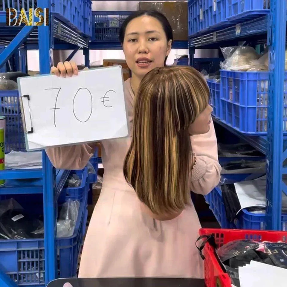 BAISI PERRUQUE 4X4 Body wave 26 Pouces ou 13X4 Body wave 18 Pouces 1BT33# ou MIEL AVEC FRANGE FABRIQUÉ À LA MACHINE 10POUCE 70€  En 100% Cheveux Humains