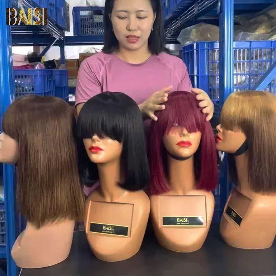 Venda flash BAISI 4 perucas com franja de 10 polegadas em cabelo 100% humano real código 240 euros: MP50