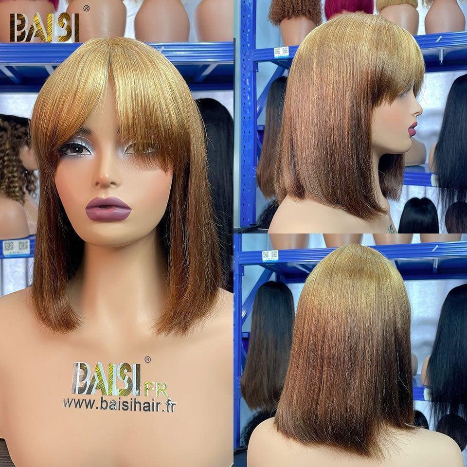 BAISI  Perruque Lisse avec Frange 18 pouces 109€ ou Mixte 92€  En Couleur Noir ou mixte ou DE luxe Lisse bob NOIR 8 Pouces 68€ en 100% cheveux humains FR20