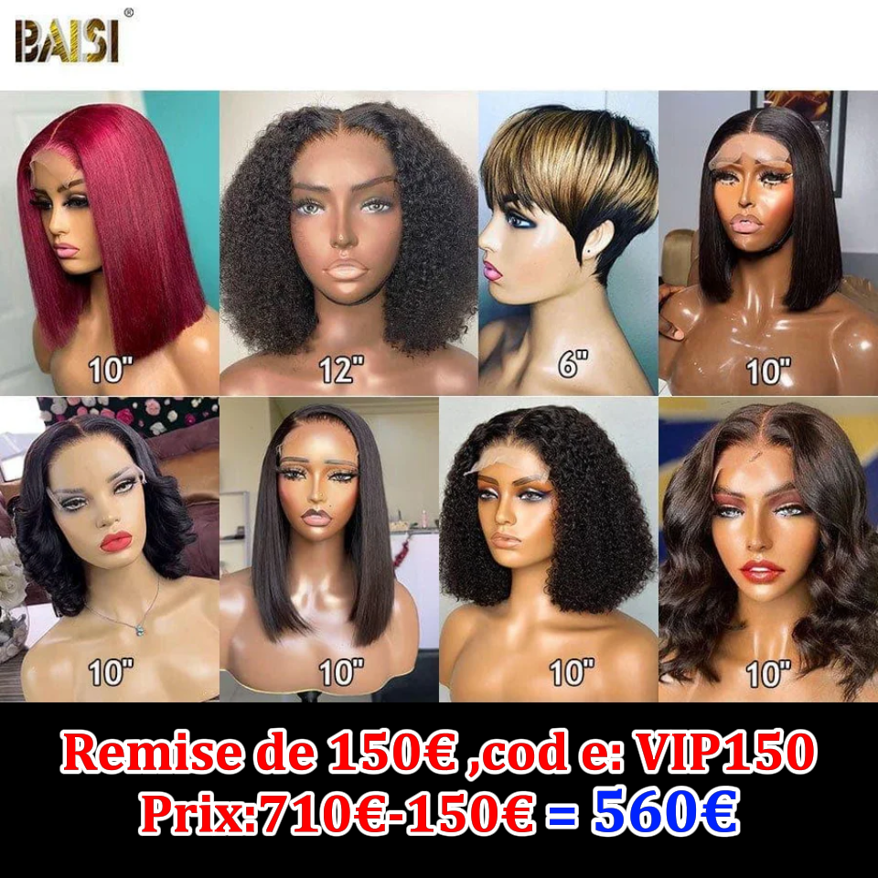 BAISI venda relâmpago 8 perucas em 100% cabelo humano verdadeiro 560 euros