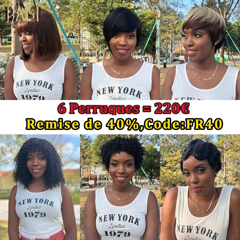 BAISI Lot De 3 perruques 229€ et 6 Perruques Abordable 275 Euro En 100% Cheveux Humains B