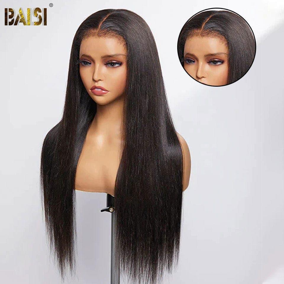 BAISI 4X6 Spitzenperücke Glattes High-End mit Babyhaar, natürlicher, leimloser Spitze, 100 % echtes Menschenhaar, 4C-Haaransatz