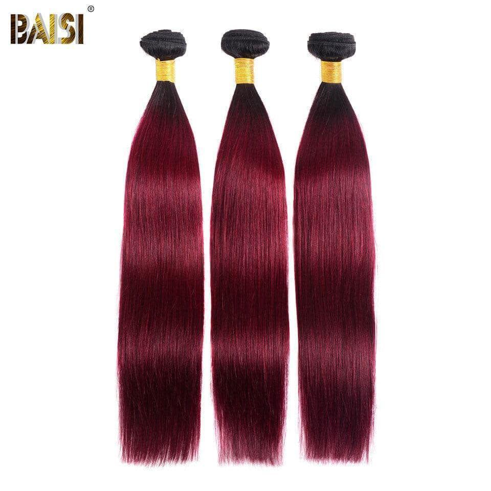 Armadura 1BT99J# del pelo de la bola de BAISI 12A Borgoña 3 en cabello humano 100% recto