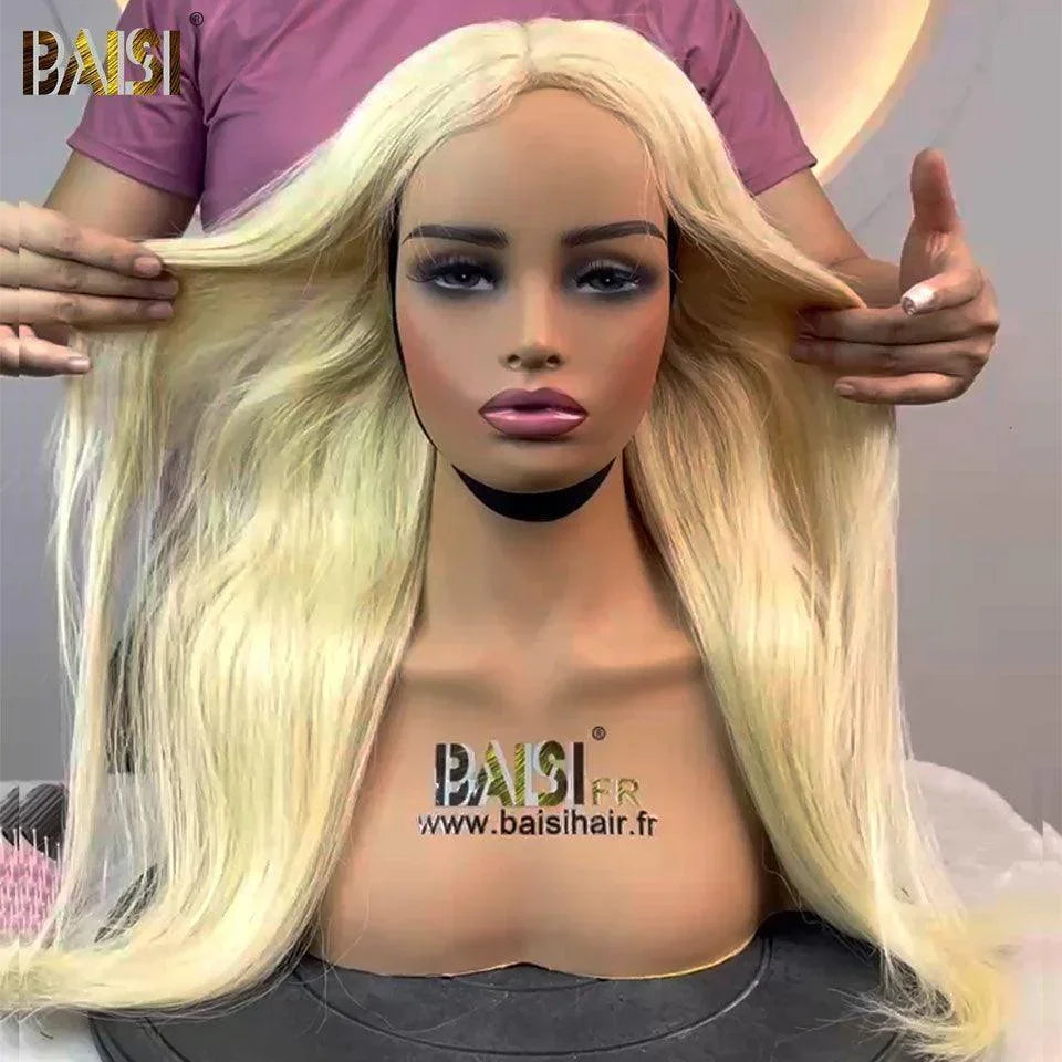 BAISI Perruque 5x5 Lisse En Blonde 613# En 100% Vrais Cheveux Humains