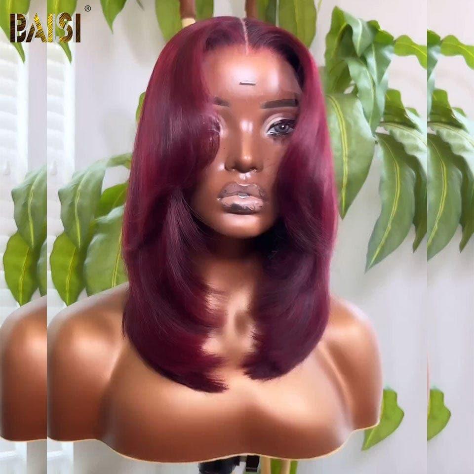 BAISI 99J Bob Wig Straight Bordeaux Red B