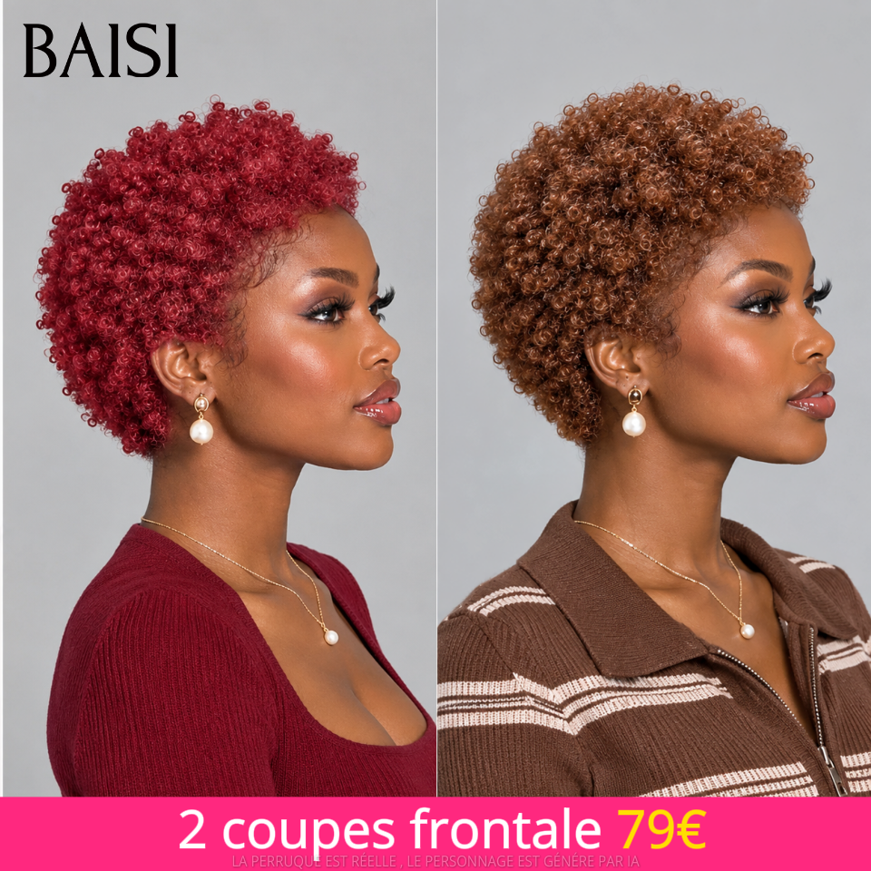 BAISI venda flash Compre 1 por 79€ e receba 2 Liso com franja 8 polegadas e pixie finger wave em 100% cabelo humano verdadeiro código:MP50