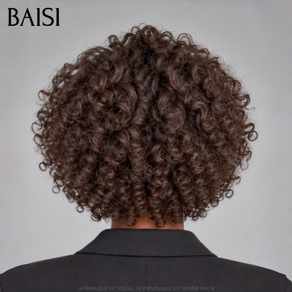 BAISI Perruque pixie sans lace Lisse 35€ ou Bouclée Water Wave Fabriqué à la Machine 10 Pouces 68€ en 100% Cheveux humains