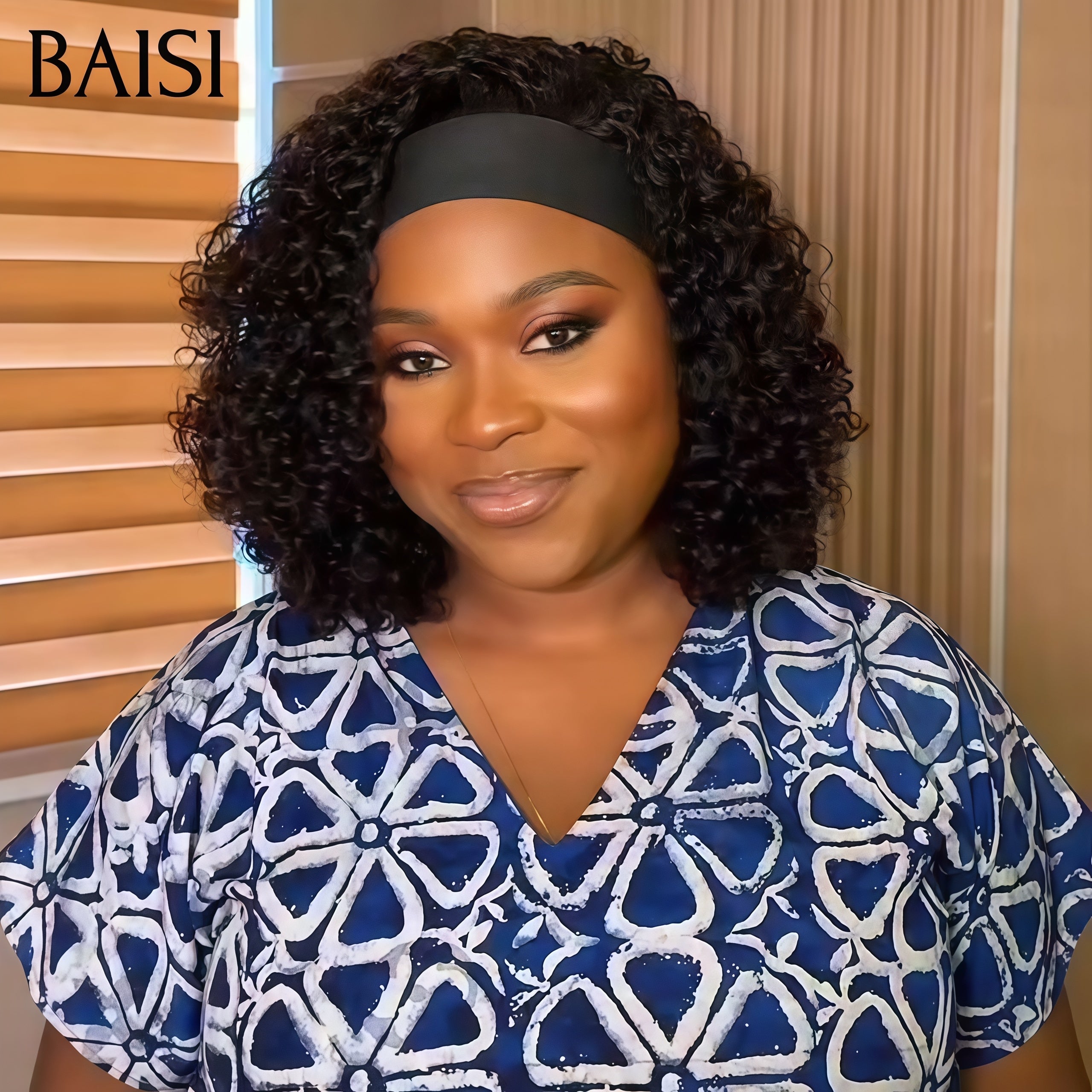 BAISI BLACK FRIDAY Perruque bandeau promotion 69€ 12 Pouces curly wave Fabriquée A La Machine sans Colle en 100% Cheveux Humains