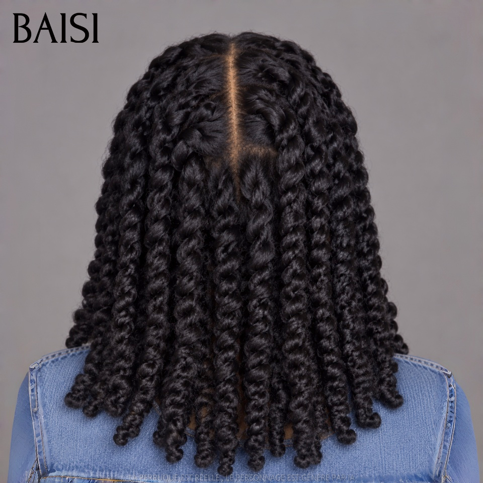 BAISI Perruques Full Lace 189€ avec coiffure tressée natte Promo Bob À la mode et facile à assortir 100% comme indiqué sur la photo En cheveux humains