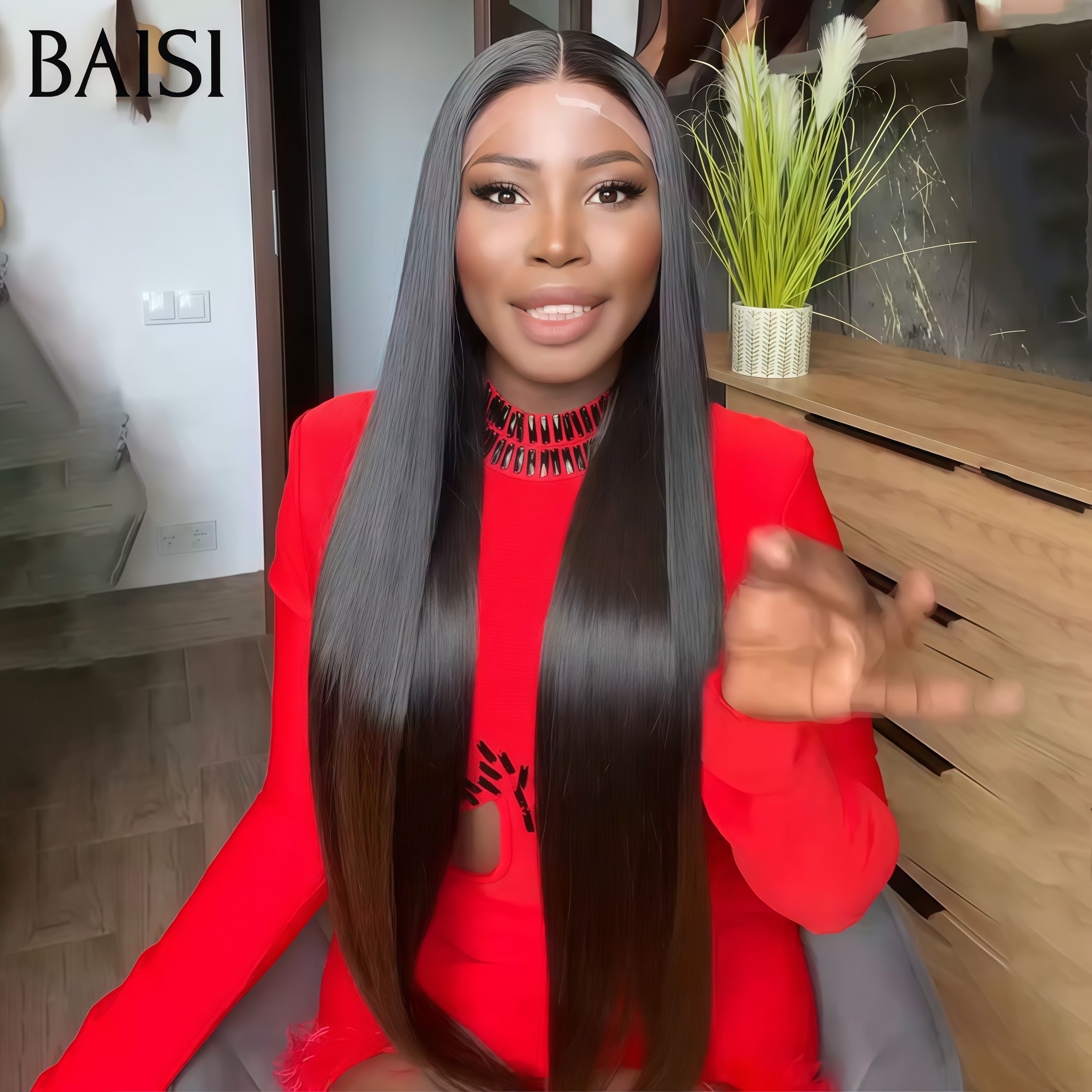 BAISI 13X4 lace frontal perruque Lisse Haute Qualité noir 250% Densité SDD BONE Straight 100% Vietnam Hair en 100% Cheveux Humains