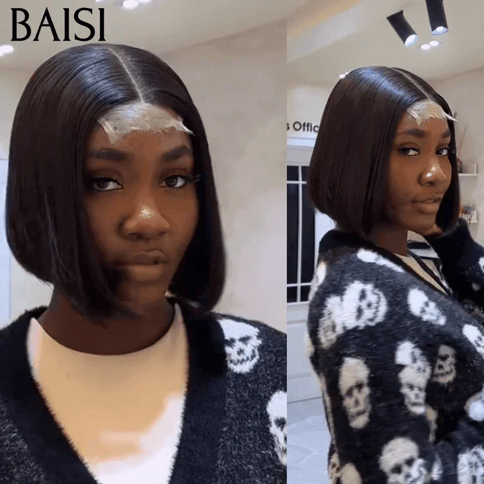 BAISI Grand SALDI IVA 0€ 69€ SDD BONE Dritto 300% densità 100% capelli vietnamiti 2x6 chiusura in pizzo Parrucca diritta in capelli umani al 100% Vietnam Hair FR38