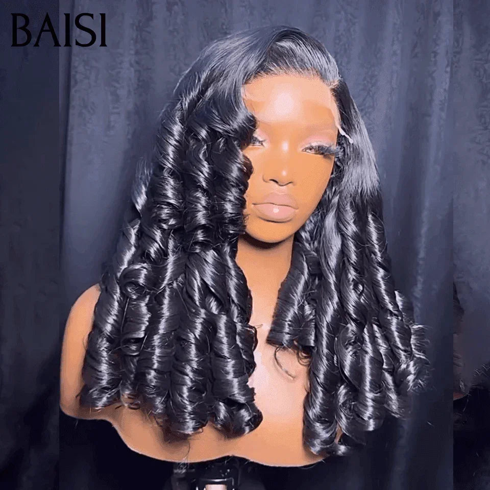 BAISI 300% density 15A Made by hair double drawn virgin strands 13X4 Luxury Loose Wave Wigs 20 Inches €198 in BLACK Color in 100% Human Hair FR20