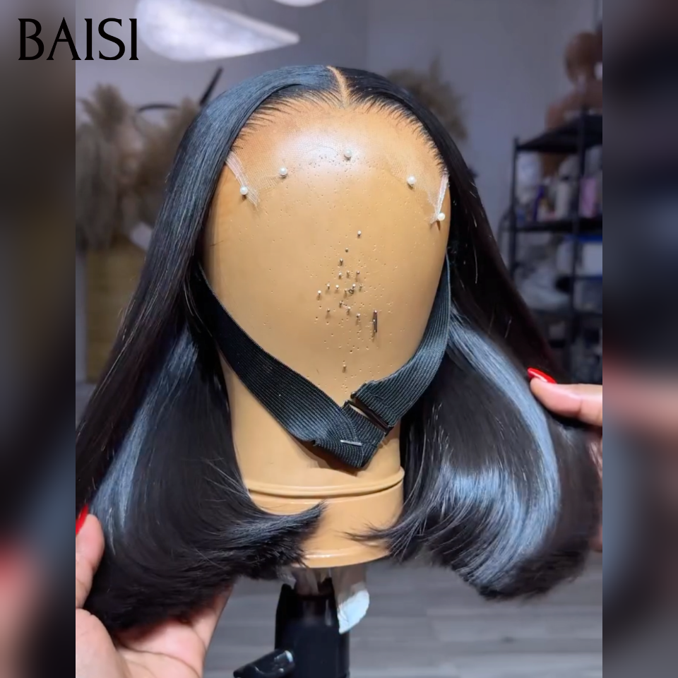 BAISI 4x4 Lace Perruque bob Lisse Noir Raw Hair 10pouces 59€ Prix Imbattable Deja En France Ou Bob Lisse Noir 12Pouces 100% Vietnam Hair TOP QUALITE en 100% Cheveux Humains