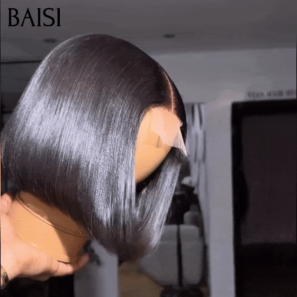 BAISI 2x6 Lace Perruque 100% Vietnam Hair bob Lisse Noir 8pouces à 14 Pouces Deja En France Facile Qualité De Dingue en 100% Cheveux Humains