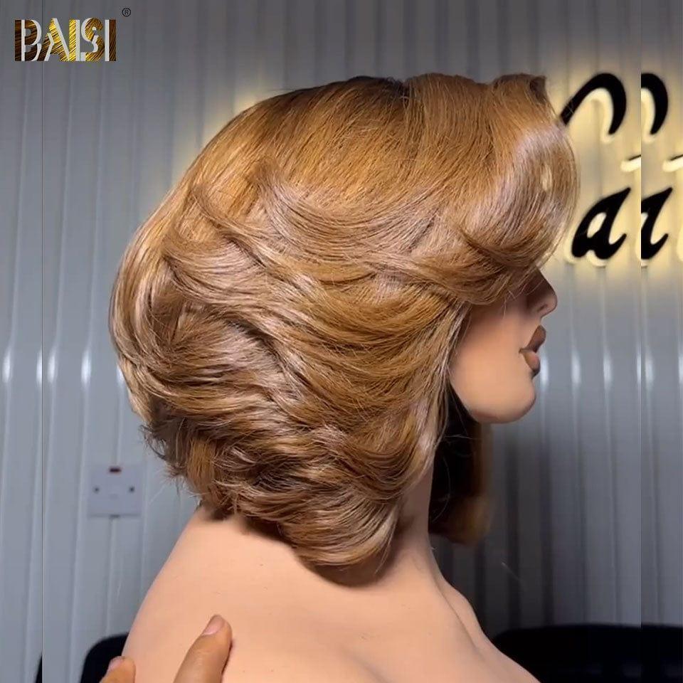 BAISI 4X4 Perruque bob Coupe personnalisée en  Couleur 1B30# 12 pouces Vietnam Hair 300% densité plus de 20 ans d' utilisations