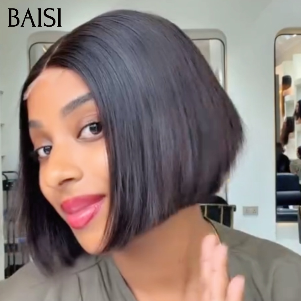 BAISI 2x6 Lace Perruque 100% Vietnam Hair bob Lisse Noir SDD BONE STRAIGHT 8pouces Qualité de OUUFFF Deja En France TVA 0€ Reçu 48H en 100% Cheveux Humains