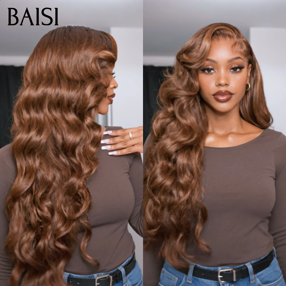 BAISI PROMO frontal 13x4 Perruque body wave marron 14 pouce 98€ en 100% Cheveux Humains