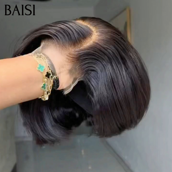 BAISI Lace 5x5 HD Pixie Lisse Noir 8Pouces 99€ Coupe Coquête et Mignone Lace Invisible Effet très Naturel en 100% Vrais Cheveux Humains